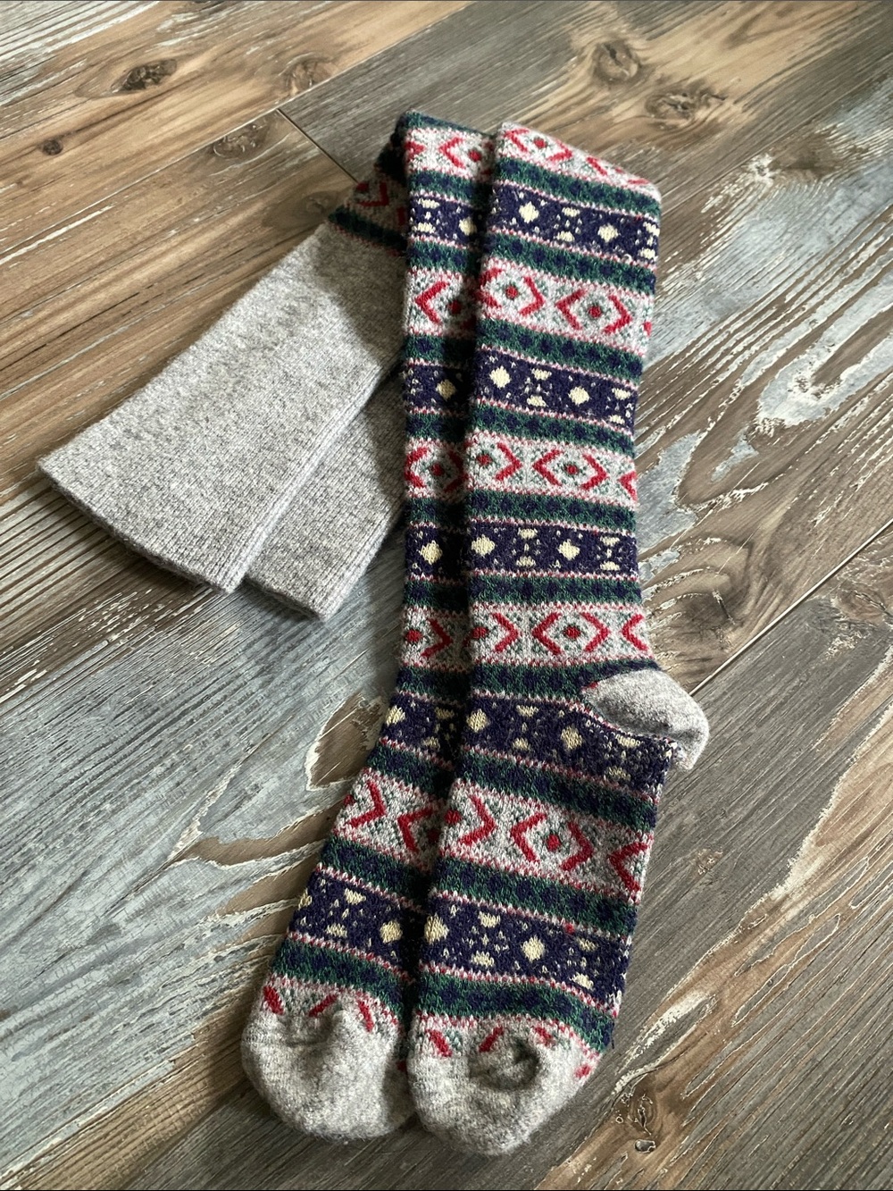 🦋Rare Vintage🦋Free People🦋Fair Isle Thigh High Socks - Picture 1 of 8